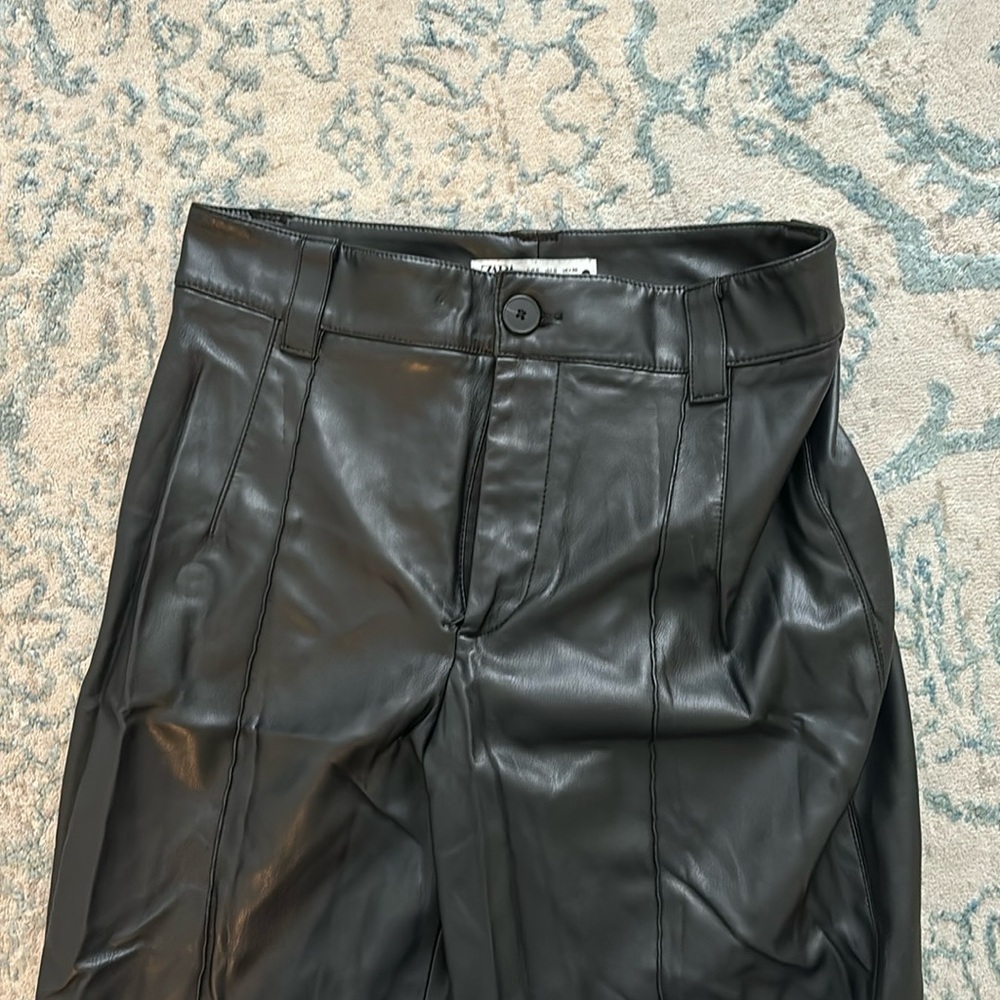 Zara straight leg leather pants